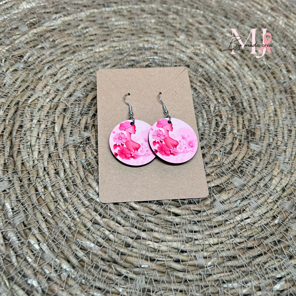 boucles d'oreilles octobre rose